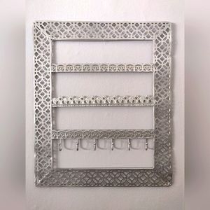Silver color metal wall jewelry display